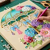 DIY Pearl Painting Flower Umbrella for Home Decor with Frame(25x25cm)