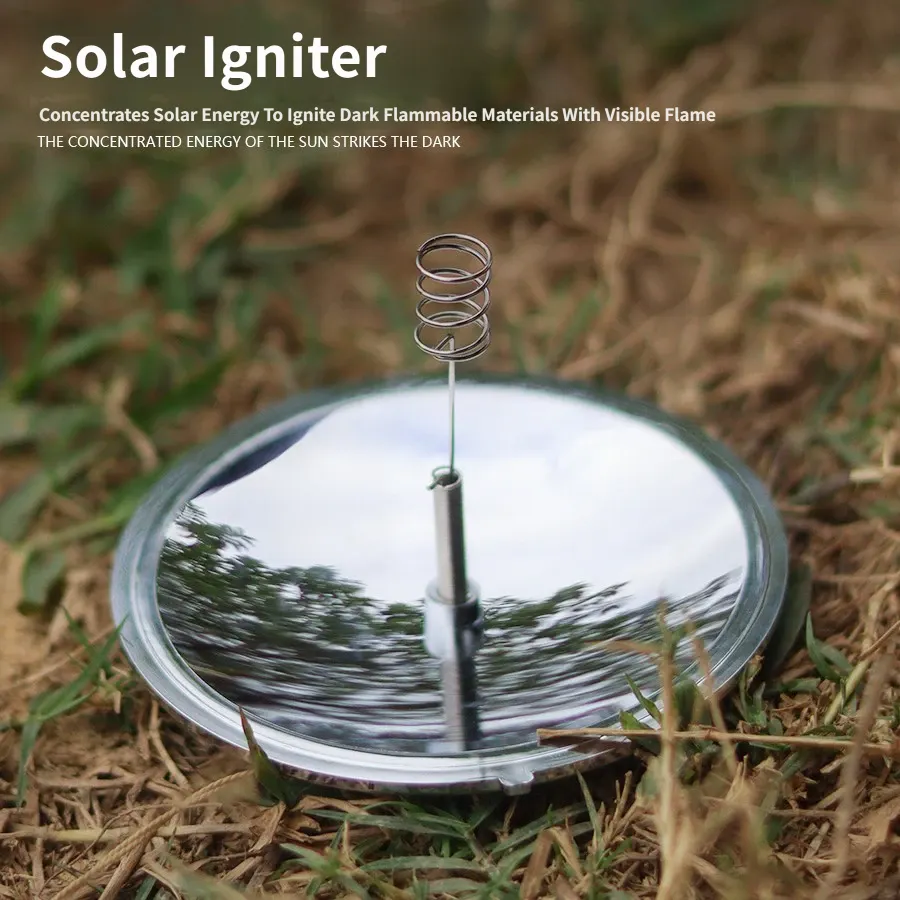 Solar igniter concave reflector with integrated spring holder