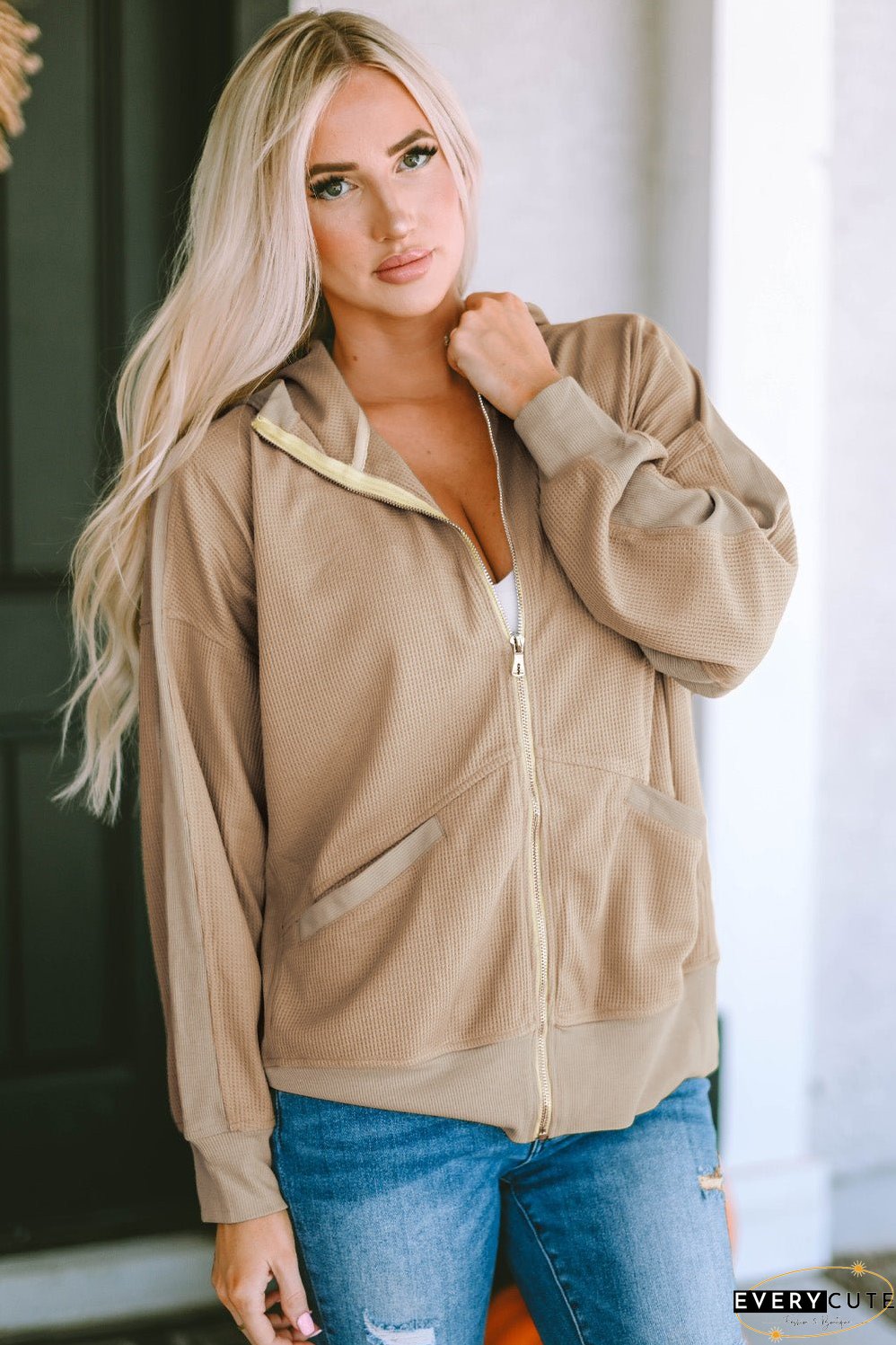 Hooded Zip-Up Coat Plus Size