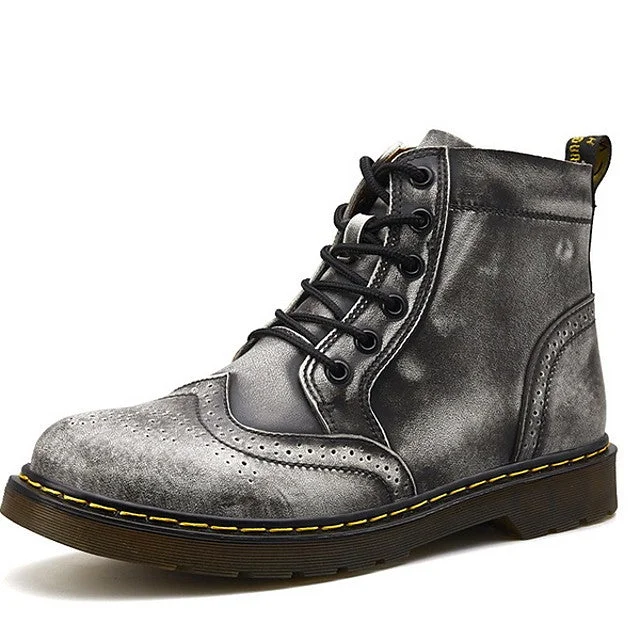 Men's Combat Boots PU Fall Boots Mid-Calf Boots Black / Brown / Dark Grey
