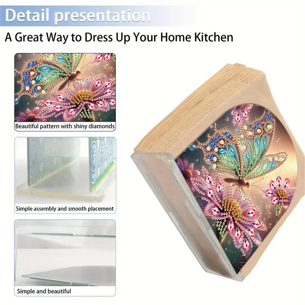 DIY Butterfly Diamond Painting Acrylic Napkin Rack Decor for Home Office Decor