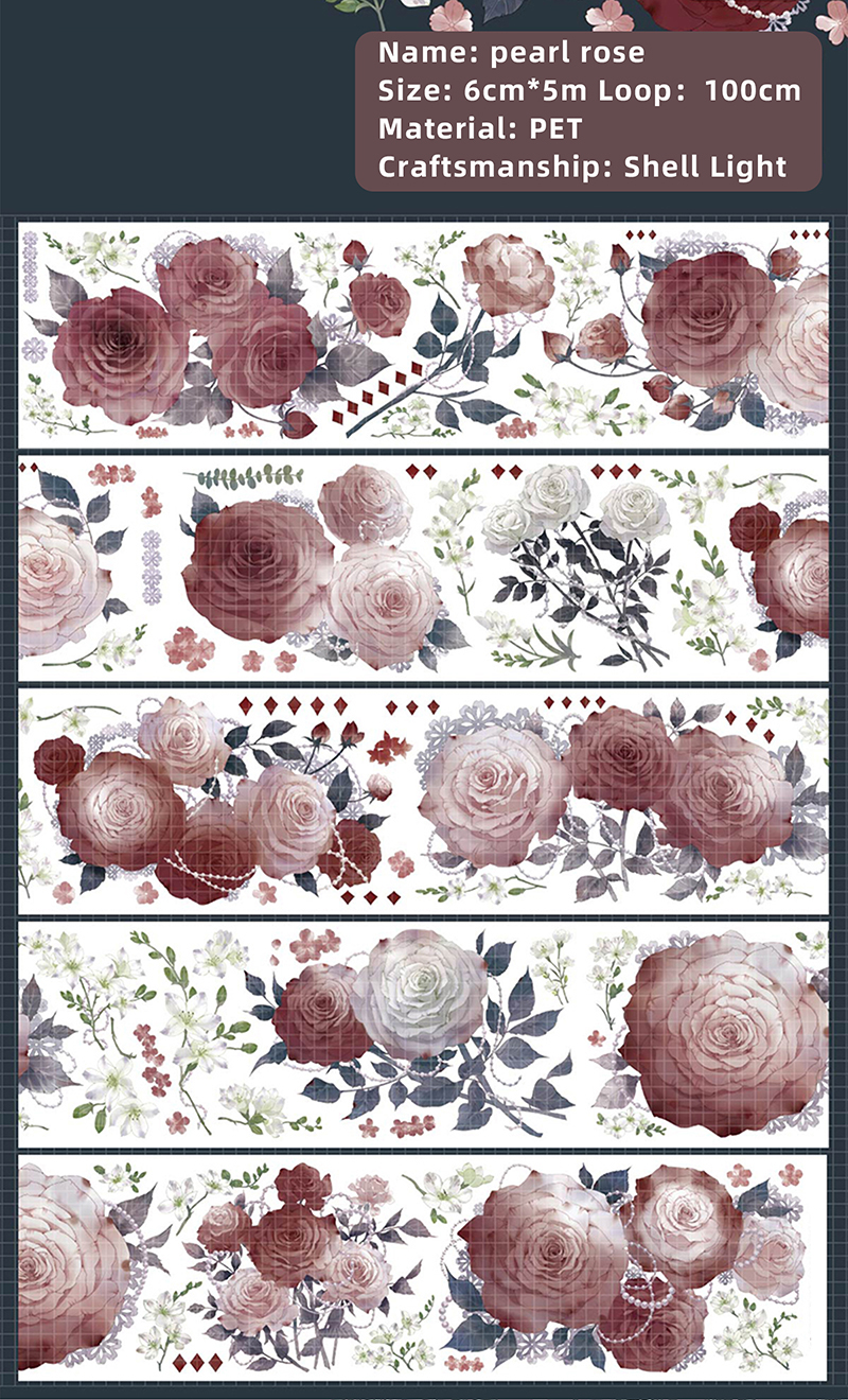 PET Tape - 500cm Vintage Flower Character Landscaping 