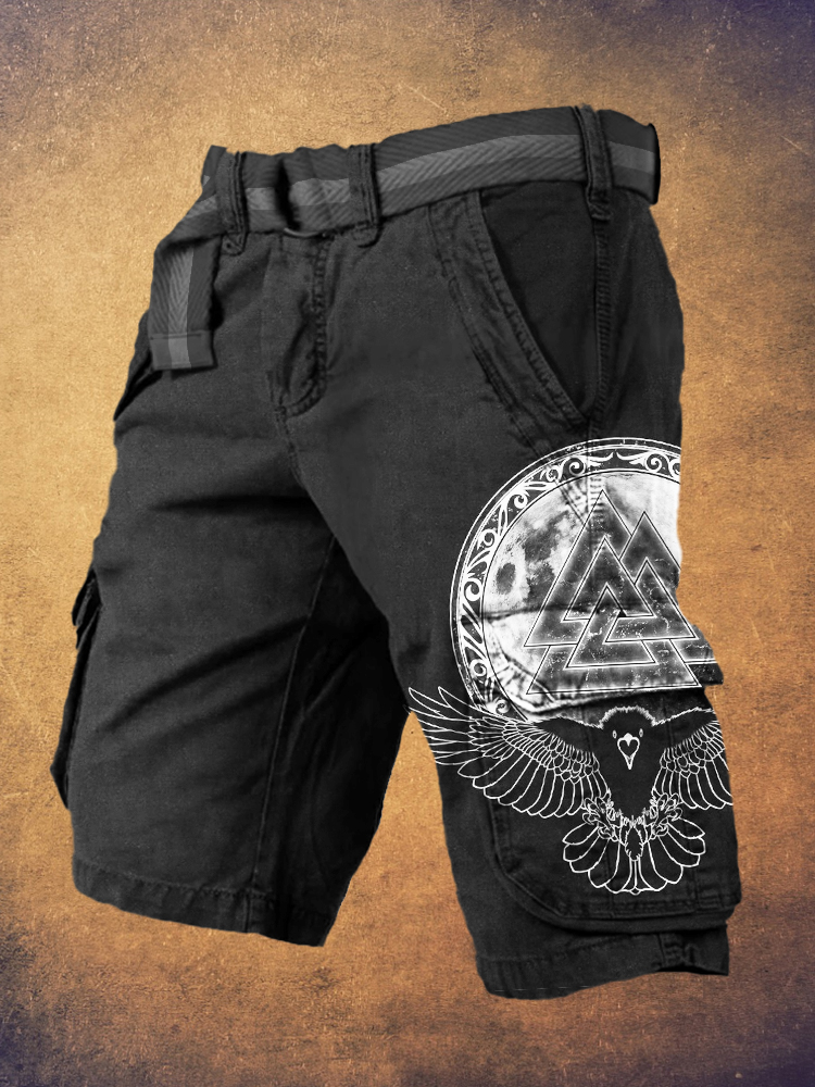 Moon & Viking Eagle Pattern Men's Work Shorts / Rvogue / Rvogue