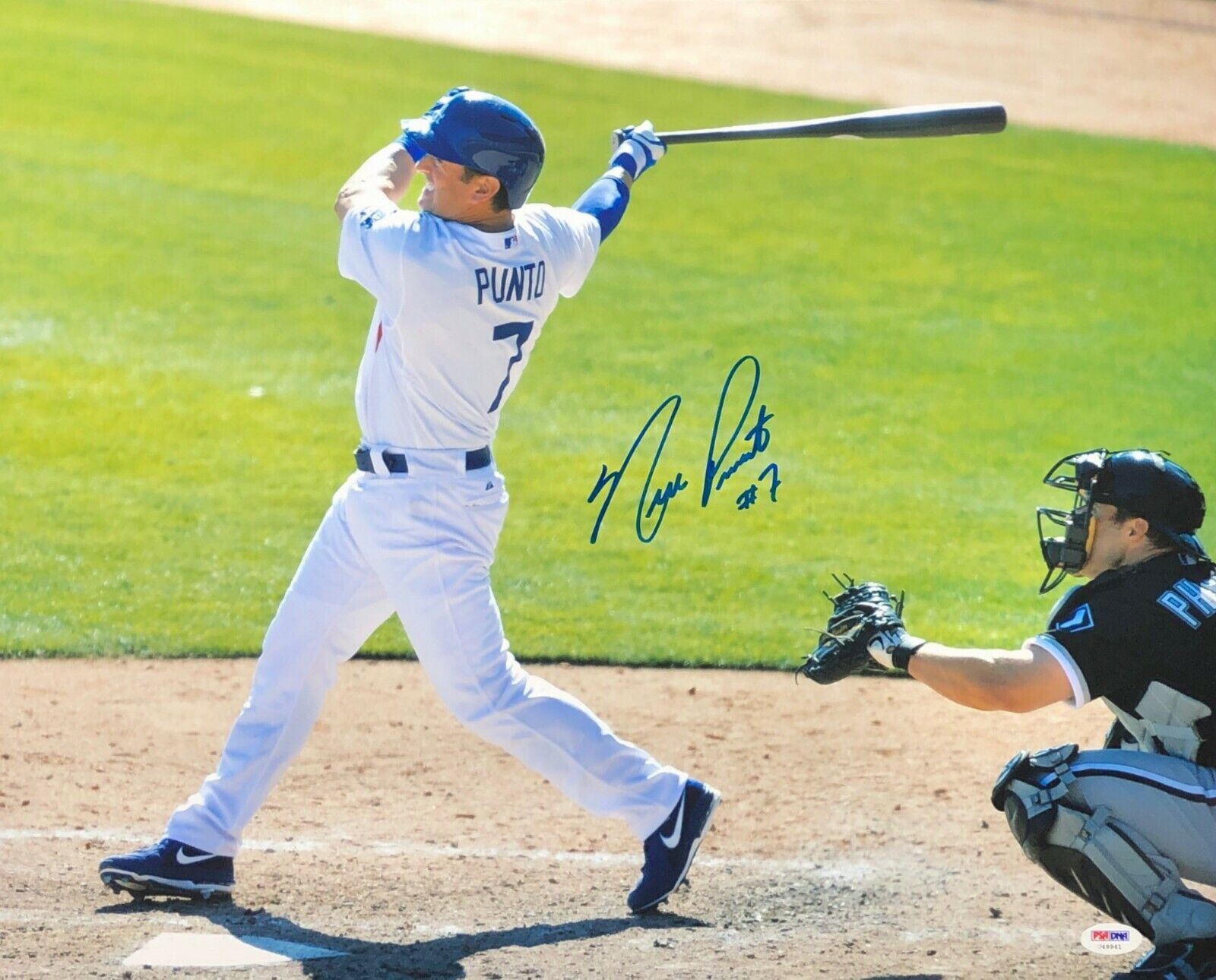 Nick Punto Signed Los Angeles Dodgers Baseball 16x20 Photo Poster painting PSA U49941