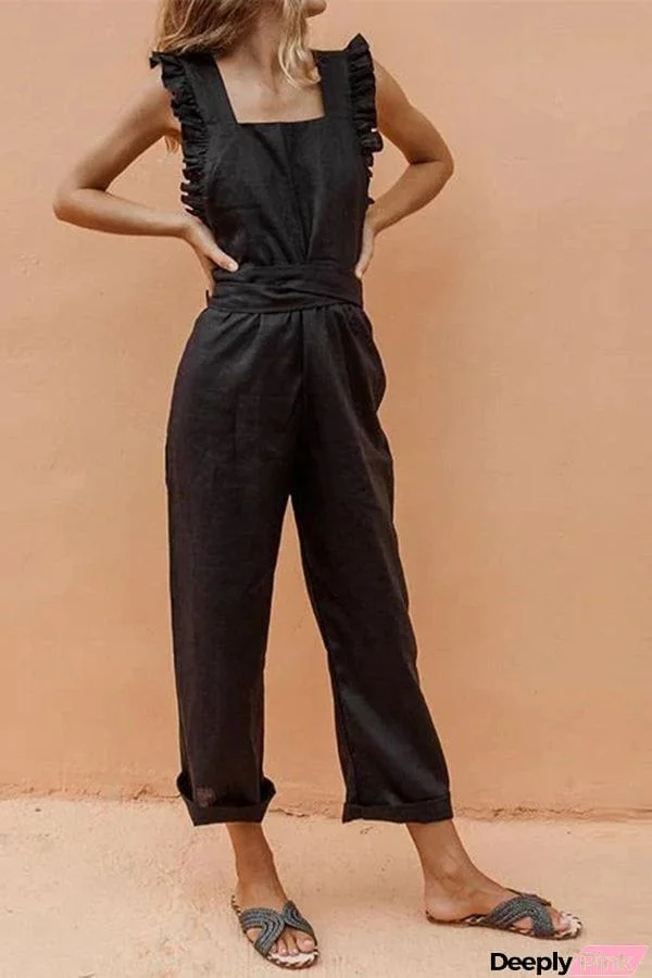 Marlee Bow Ruffled Backless Jumpsuit