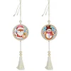 2Pcs Diamond Painting Wooden Double Sided Santa Claus Snowman Hanging Tassel Pendant