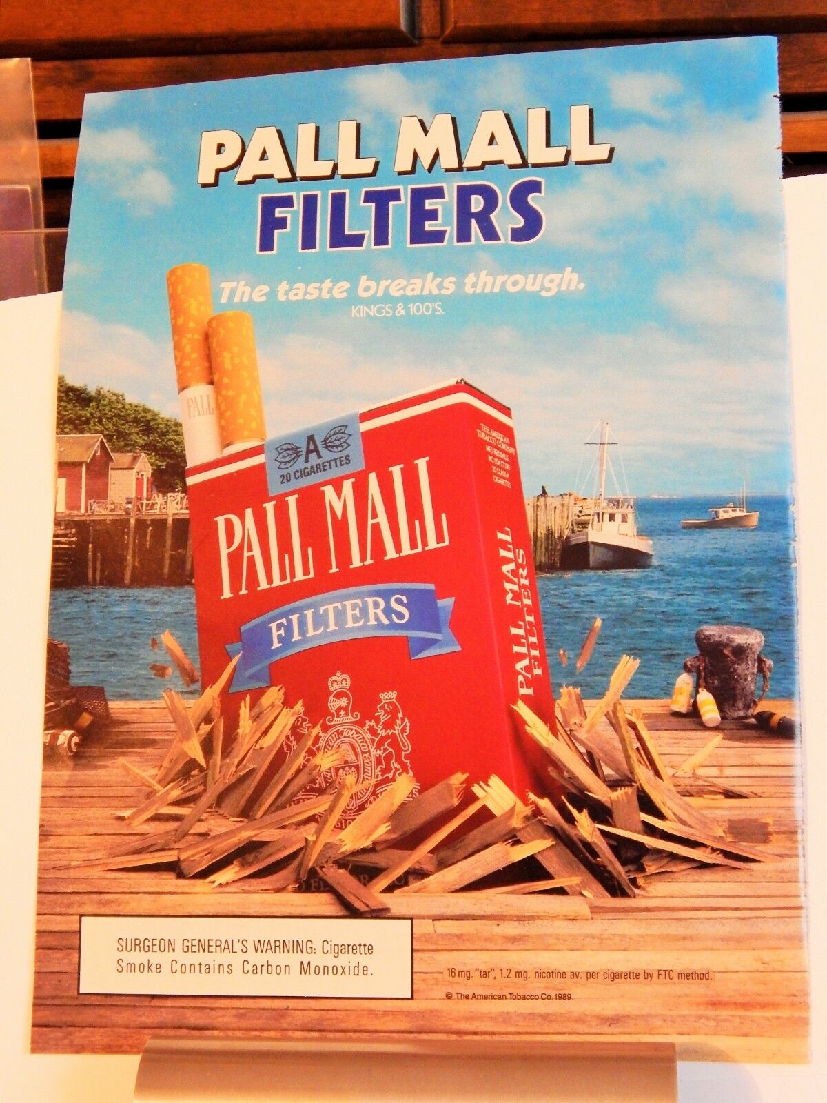 PALL MALL FILTERS CIGARETTE ORIGINAL VTG 1989 Photo Poster painting AD, RARE COLLECTIBLE SOUGHT