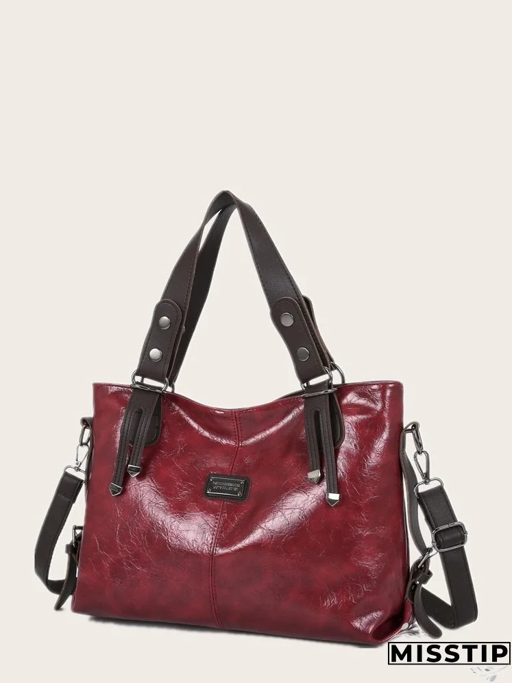 Metal Letter Decor Large Capacity Tote Bag