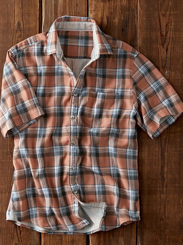 Men's multicolor thread pattern cotton linen shirt