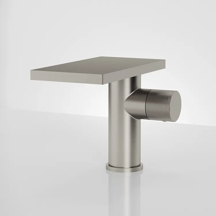 EVERSTEIN Single Hole Waterfall Bathroom Basin Faucet in Brushed Nickel, 6" H