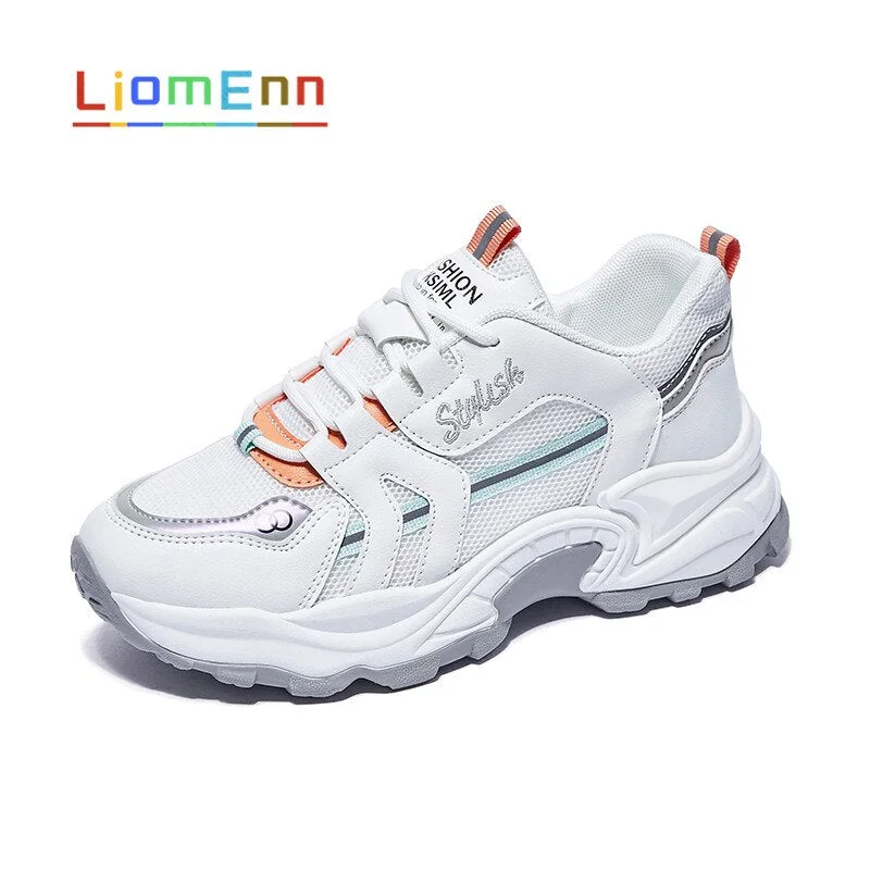 Women's Chunky Sneakers Women Shoes 2021 Fashion Korean White Casual Running Sport Shoe Platform Vulcanized Tennis Basket Femme