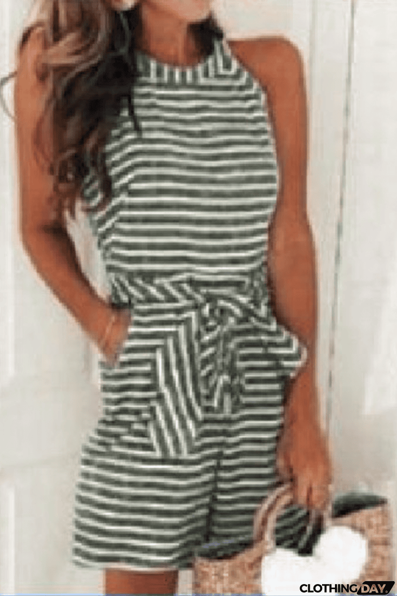 Casual Patchwork Bandage With Belt O Neck Loose Jumpsuits(5 Colors)