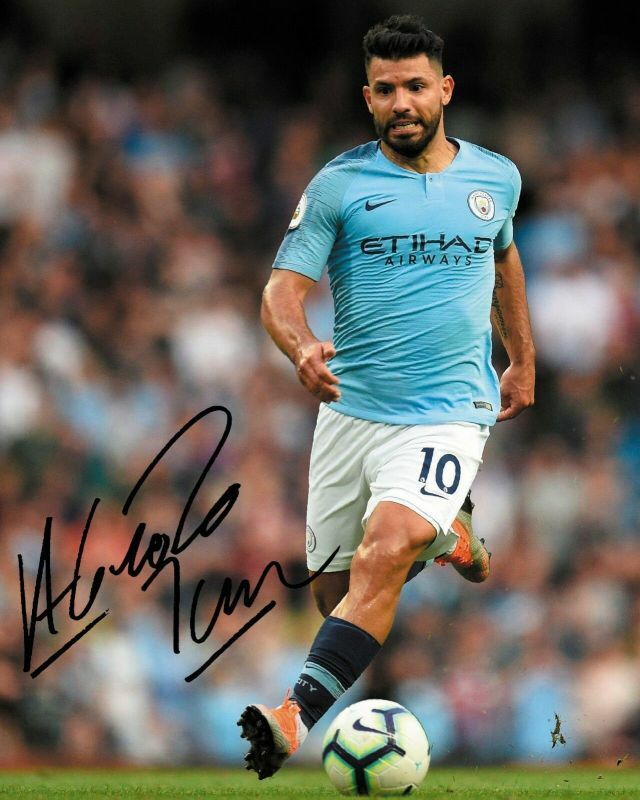 Sergio Aguero - Manchester City Autograph Signed Photo Poster painting Print 4