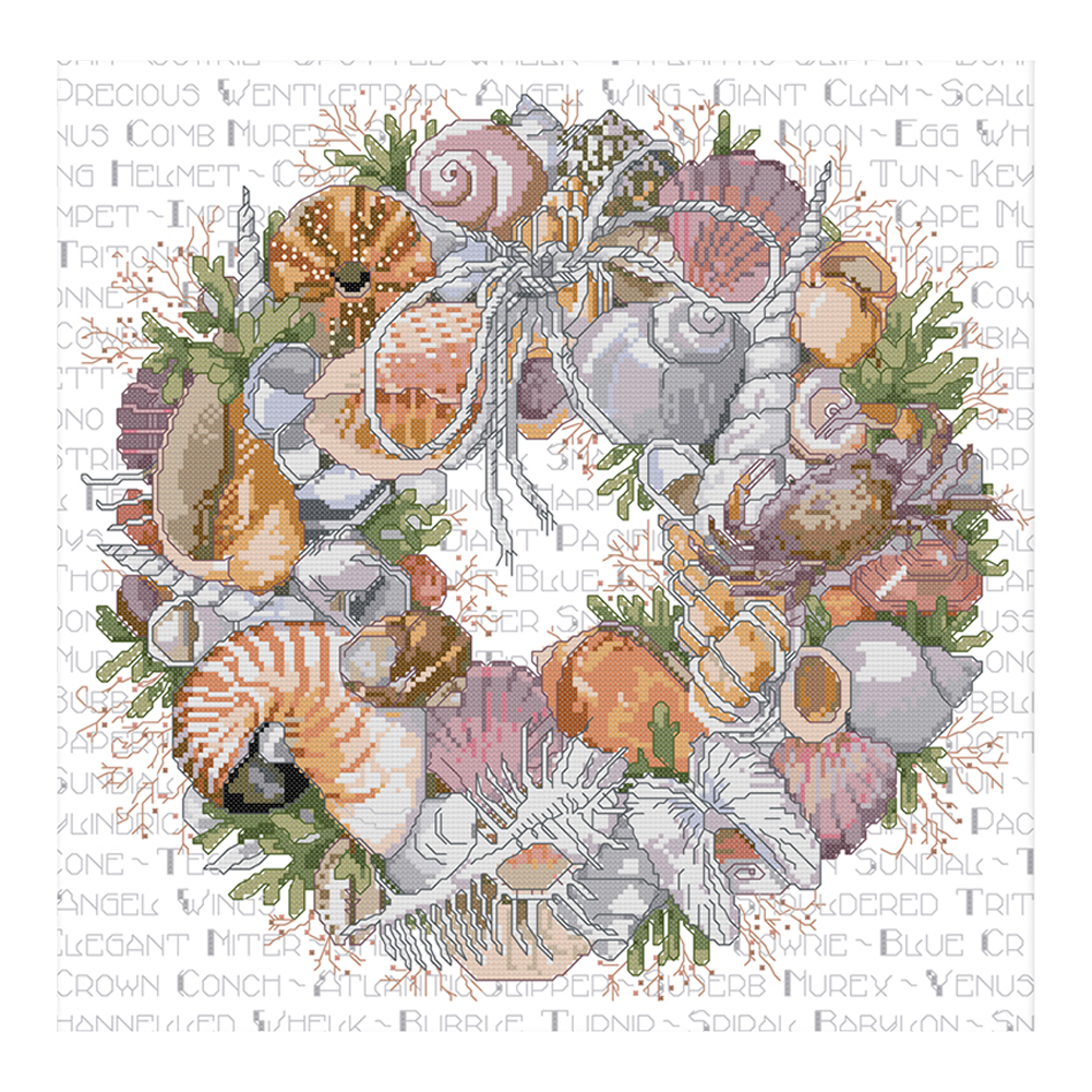 

Conch Garland - 14CT Stamped Cross Stitch - 44*44CM, 501 Original
