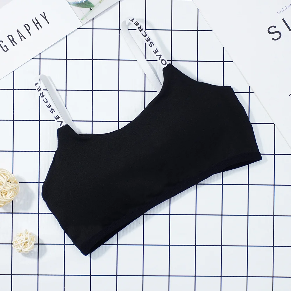 Billionm Women Wire Free Bra Back Closure Half Cup Padded Push Up Underwear Letter Straps Seamless Three Hook-and-eye Bralette