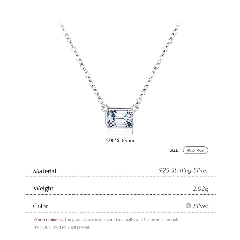 925 Sterling Silver Zircon Cable Chain Plating Inlay Solid Color Pendant Necklace