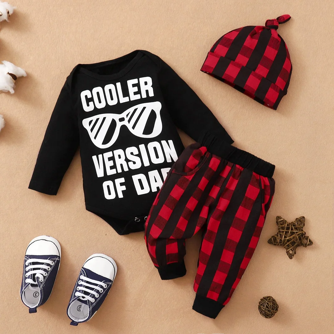 3PCS Cooler Version of Dad Letter Printed Baby Set