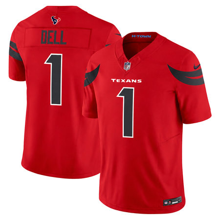 Men's Houston Texans #1 Tank Dell Red 2024 Alternate F.U.S.E Vapor Stitched jersey