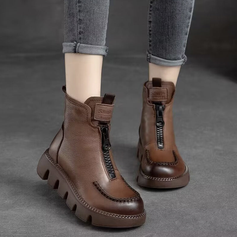 Roman Vintage Zipper Leather Boots DANRRIO.COM DANRRIO