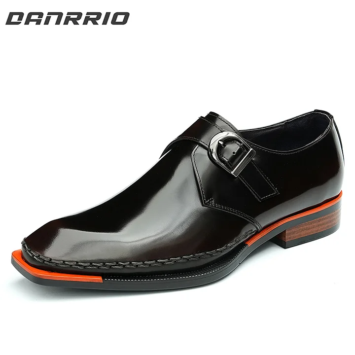 DANRRIO DANRRIO Mirror Patent Leather Square Toe Monk Shoes