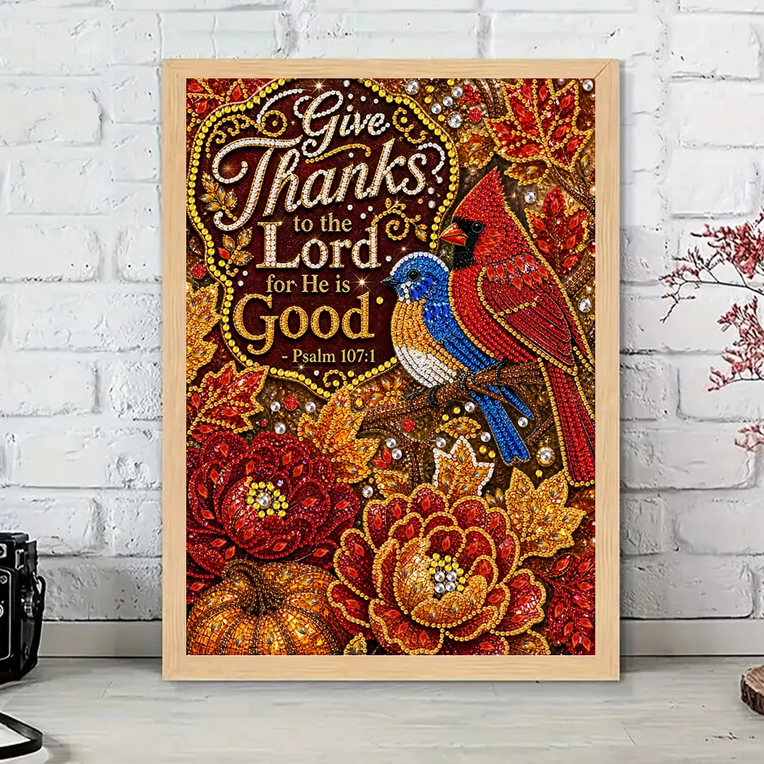 Autumn Birds Thanksgiving Diamond Painting Kits for Adults Beginners 30x40cm