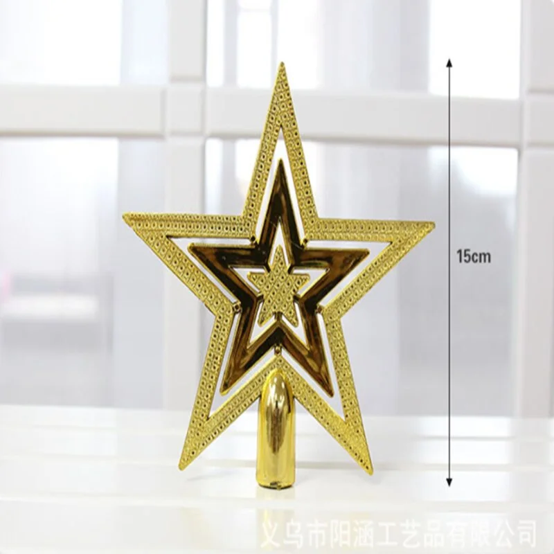 5.9inch Hot Sale New Cute Gold Powder Christmas Star Christmas Tree Toppers Christmas tree ornaments Xmas Decoration