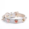 Original Design Genuine Leather Pet Gemstone Collar
