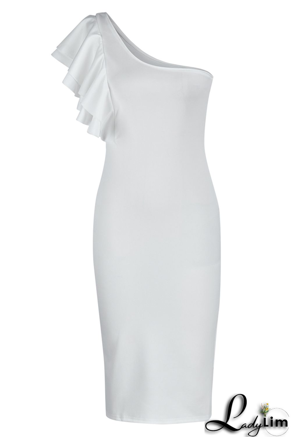 Yellow Fashion Sexy Solid Patchwork Backless One Shoulder Evening Dress