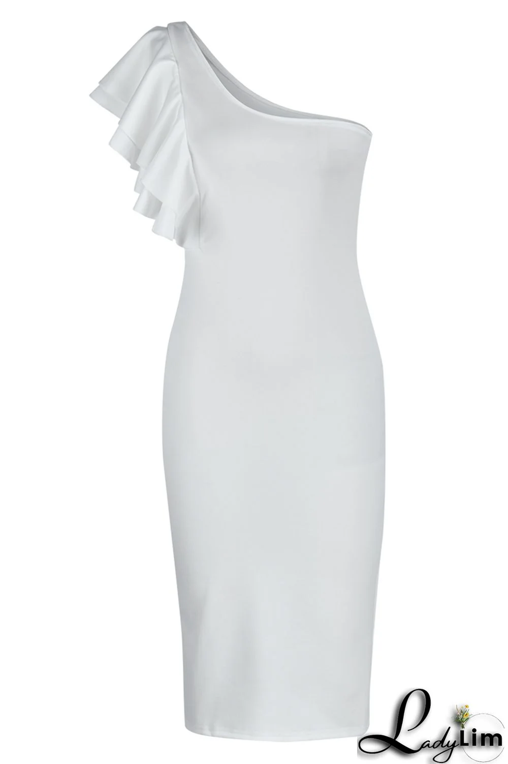 Yellow Fashion Sexy Solid Patchwork Backless One Shoulder Evening Dress