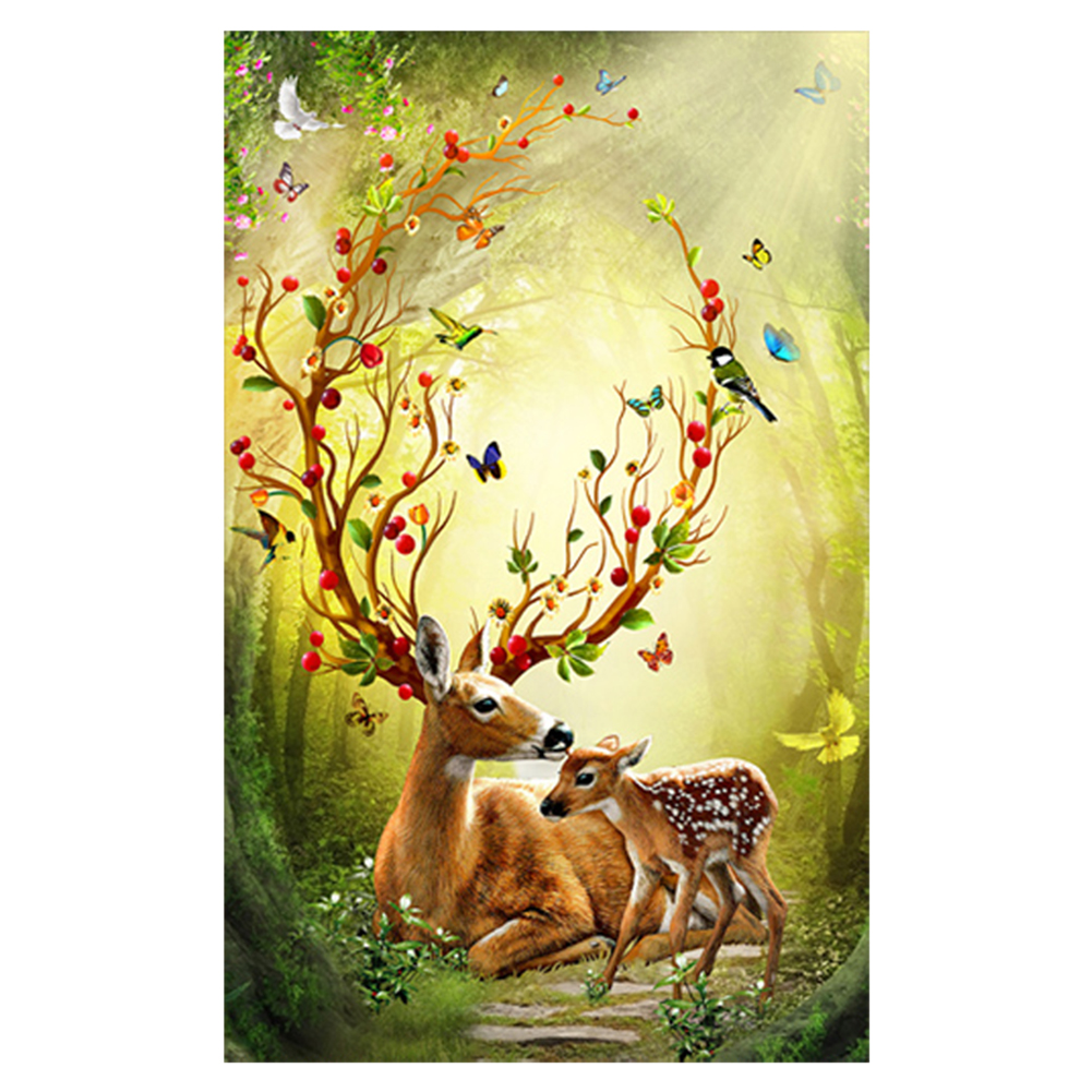 

Deer Butterfly - 11CT Stamped Cross Stitch - 65*100CM, 501 Original