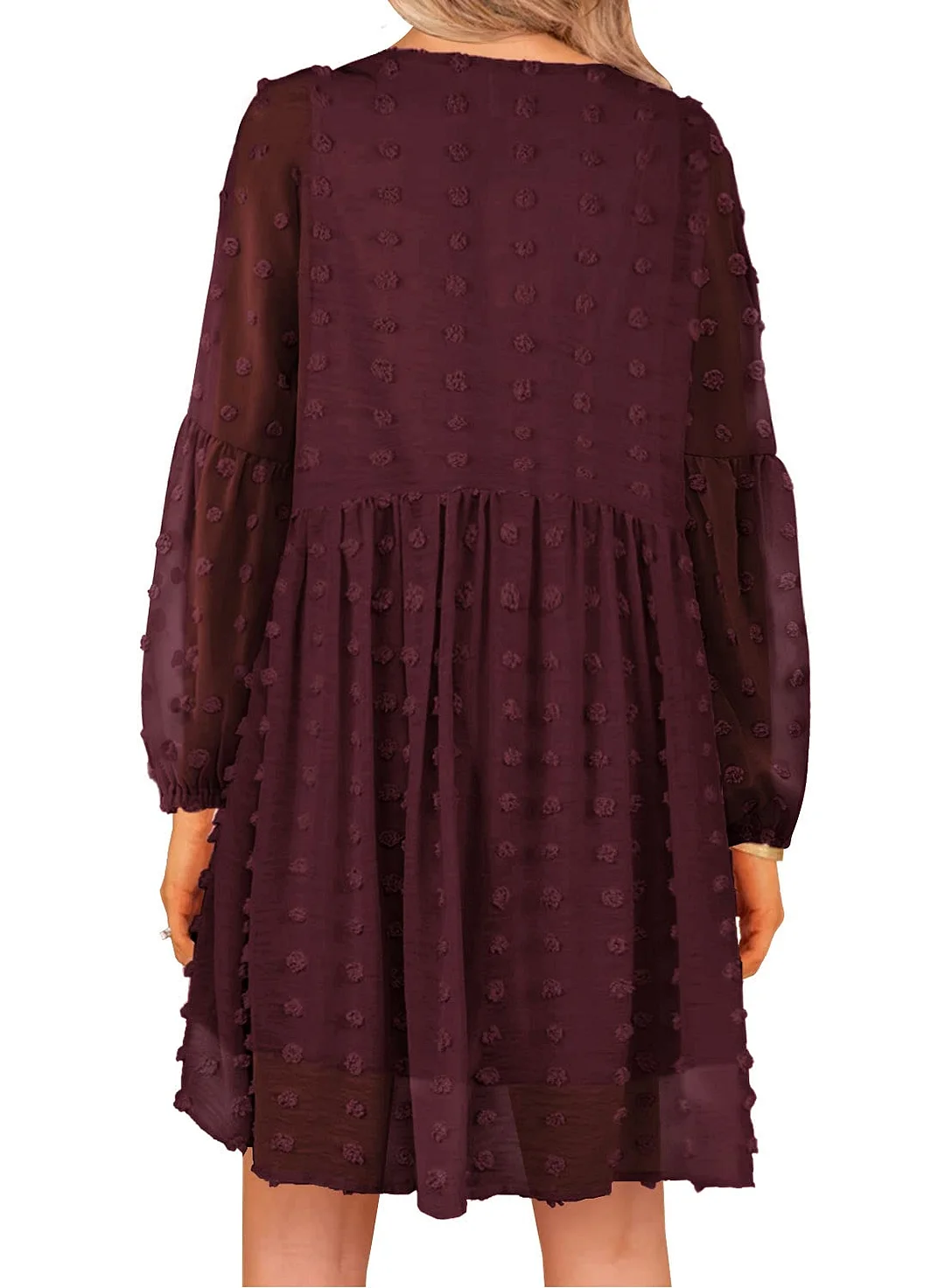 MIHOLL Women's V Neck Short Sleeve Ruffle Loose Summer Flowy Mini Dress