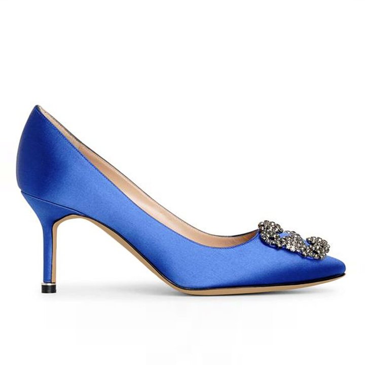 80mm Women's Silk Pumps Diamond Party Wedding Shoes-MERUMOTE