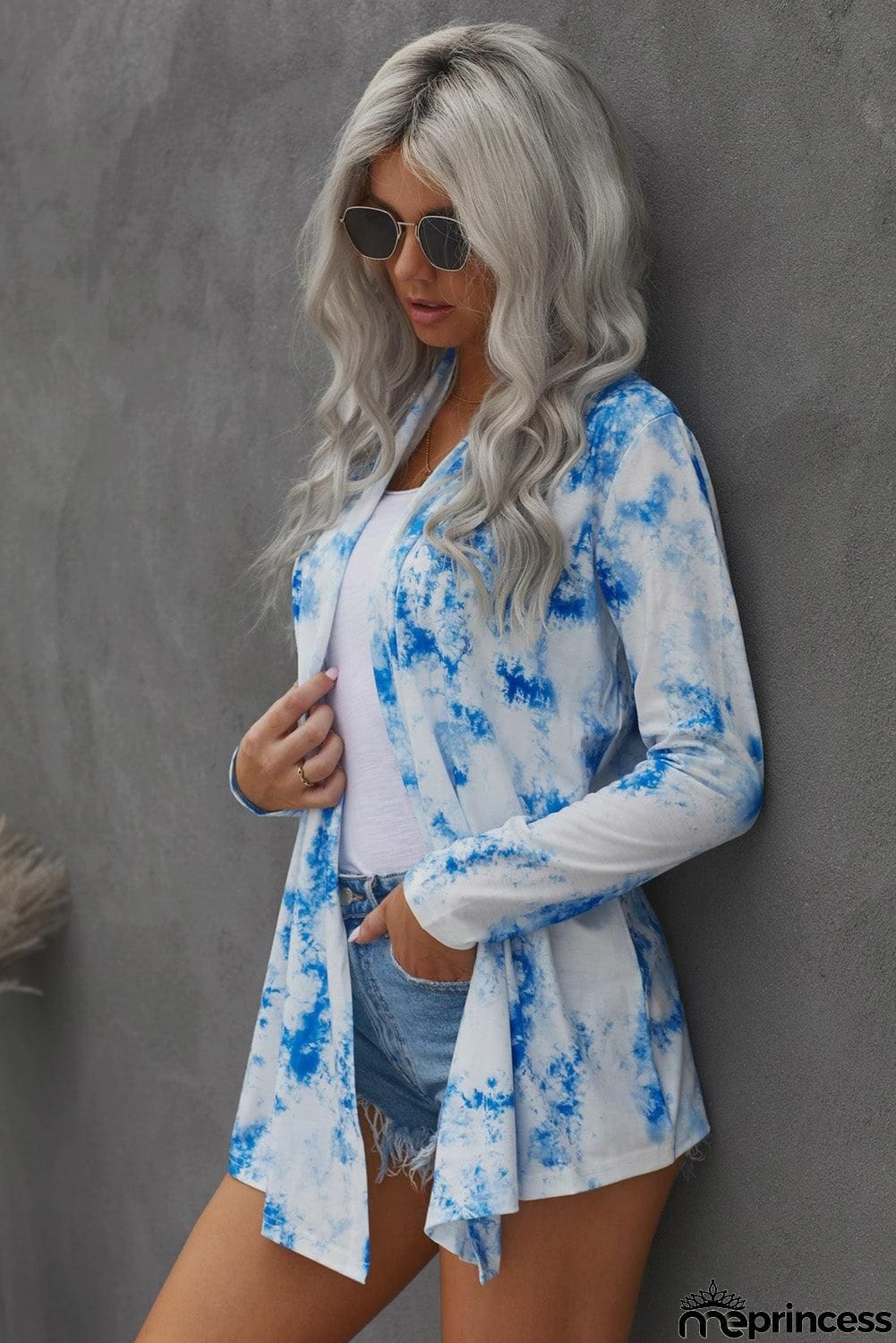 Tie-Dye Open Front Long Sleeve Cardigan