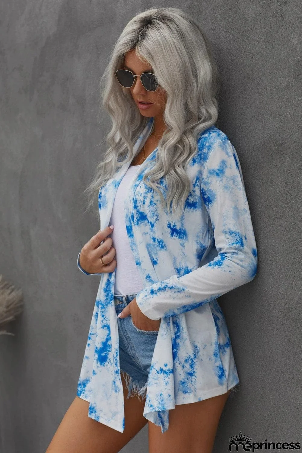 Tie-Dye Open Front Long Sleeve Cardigan