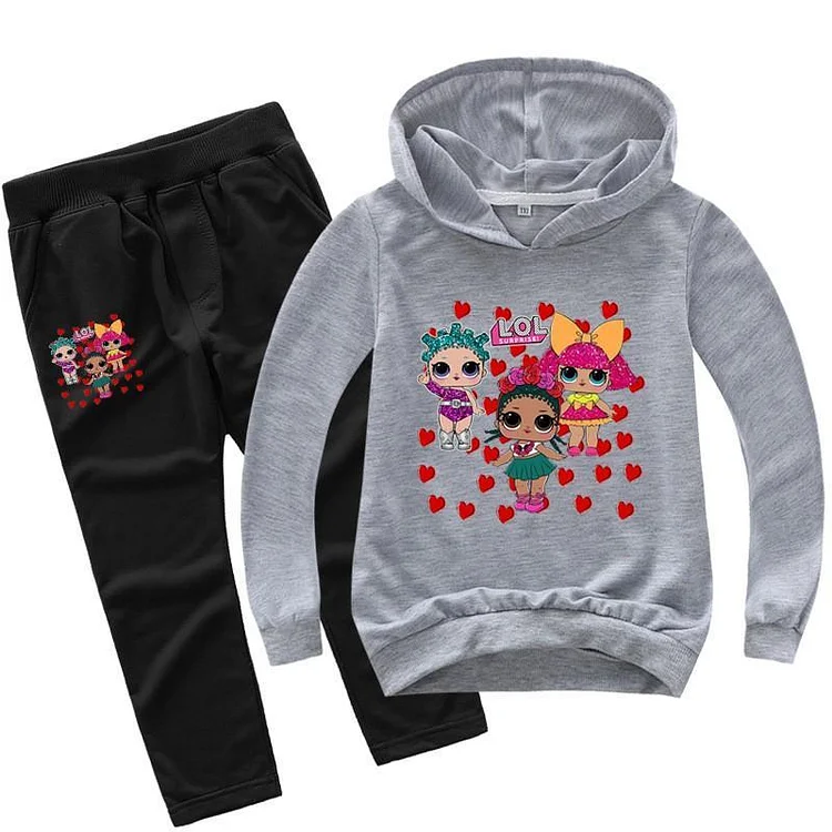 Girls Surprise Doll Cosmic Queen Printed Cotton Hoodie Pants Tracksuit-Mayoulove