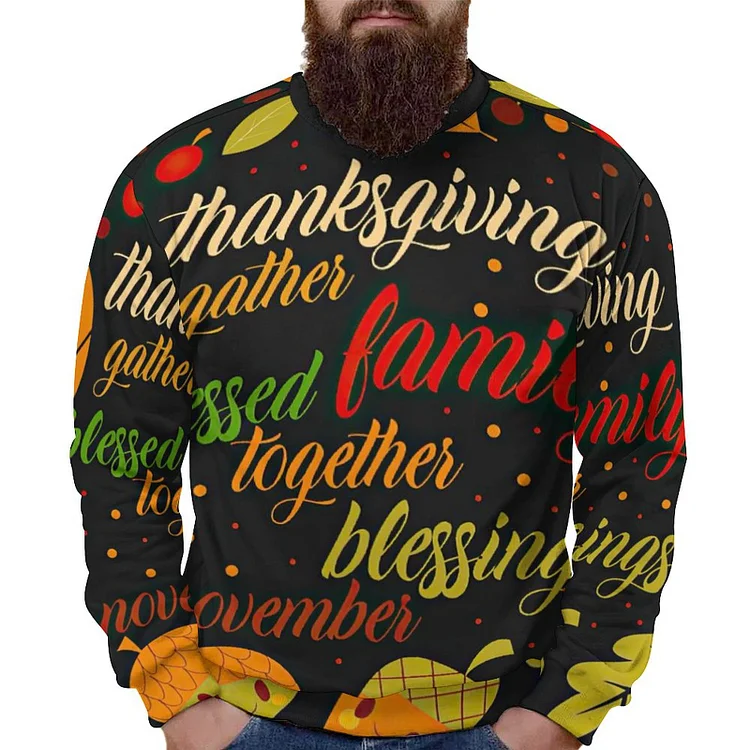 Personalized Design Thanksgiving Men's Full Print Pullover Hoodie Full Print