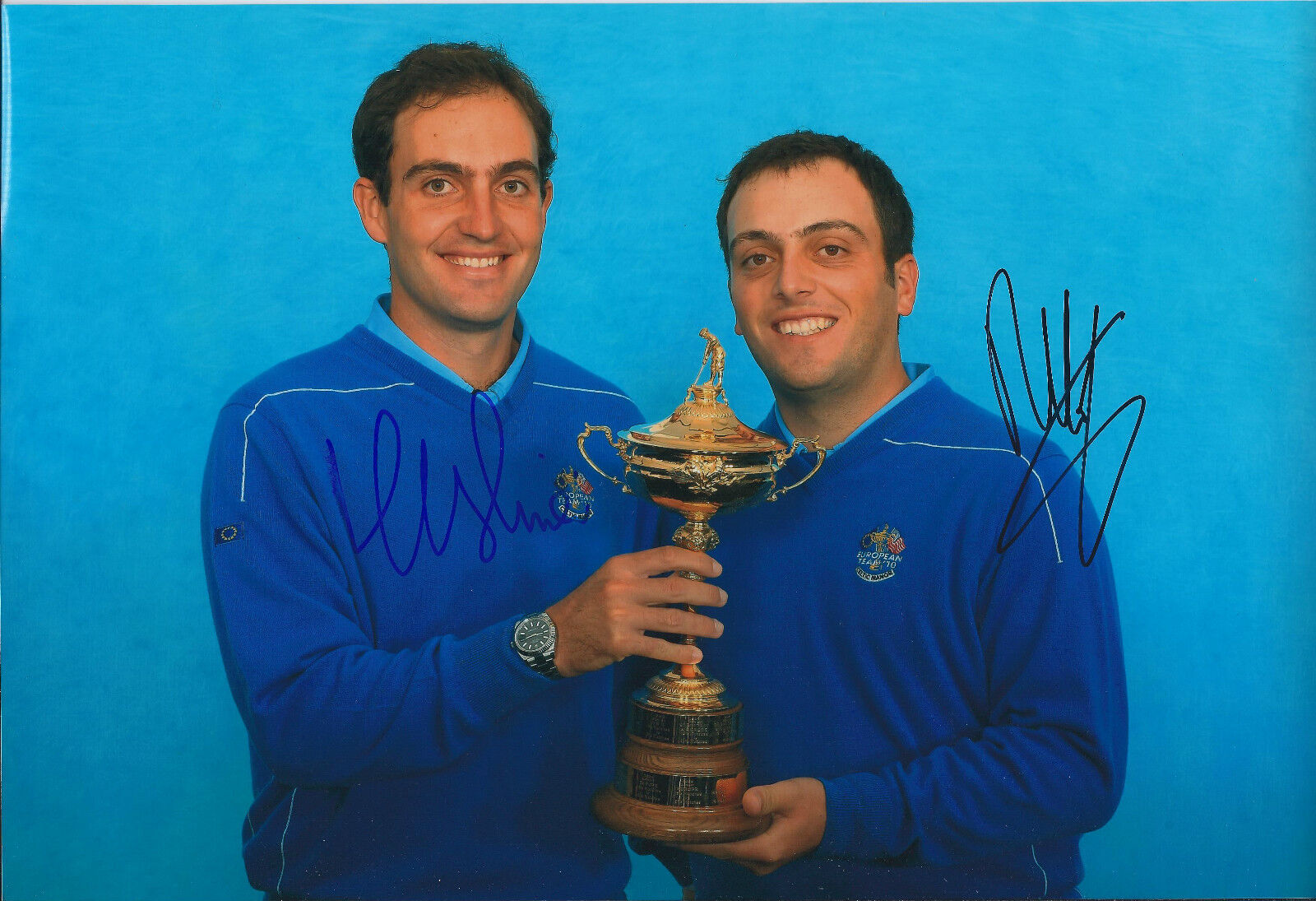 Edoardo & Francesco MOLINARI Double SIGNED Autograph 12x8 Photo Poster painting AFTAL COA GOLF