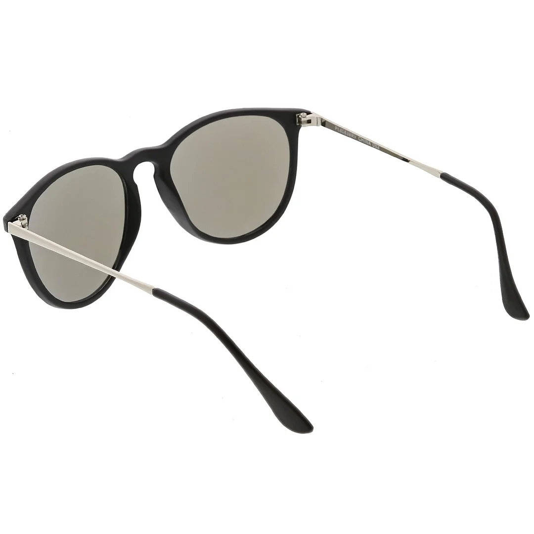 Modern Horn Rimmed glasses Metal Arms Round Mirrored Lens 52mm