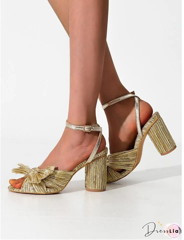 Metal Feeling Bow High Heel Slipper