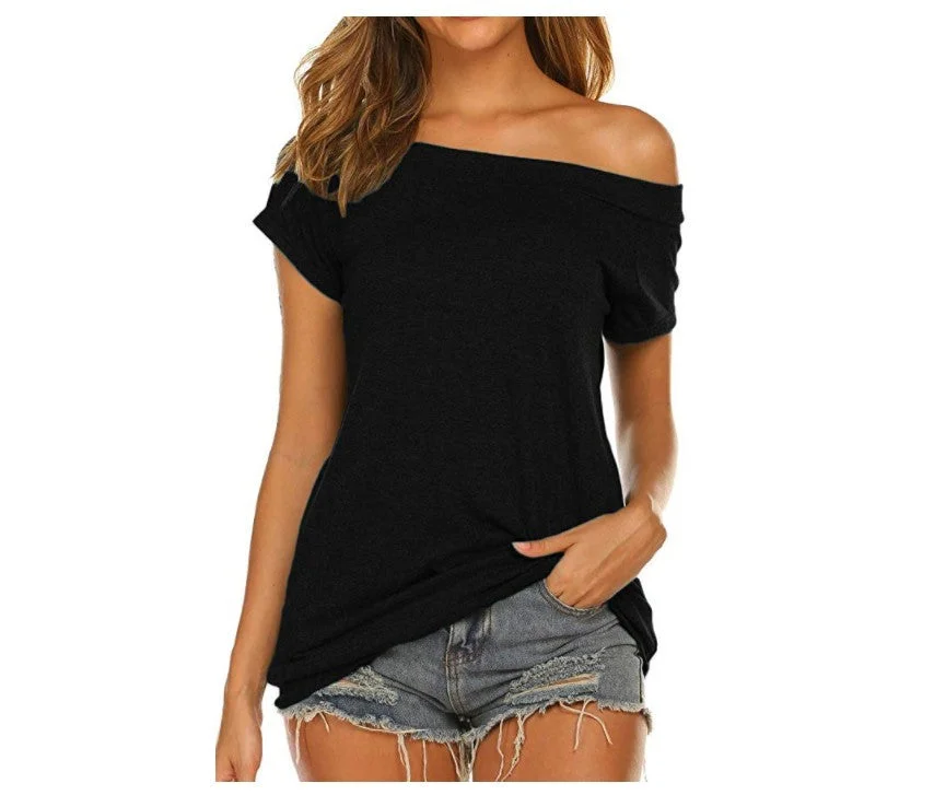 Brownm Elegant Style Off-shoulder Casual Women Sexy T-shirt