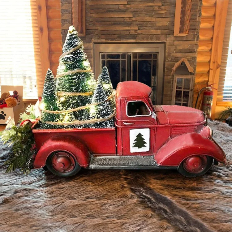 Farmhouse Red Truck - Diecast Vintage Pickup Truck Christmas Tree