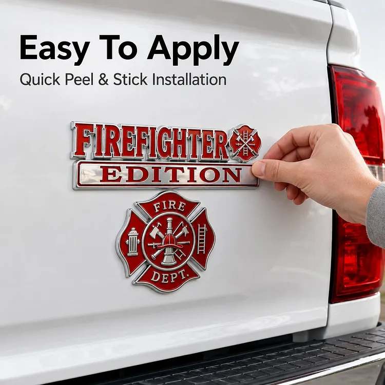Firefighter Edition Emblem 🚒-  3.15 &times; 0.79 &times; 3.15 inches 