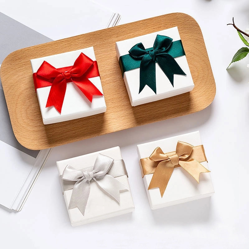 Jewelry Box Bow Ribbon Packaging Box Ring Necklace Pendant Earrings Paper Jewelry Box Gift Box
