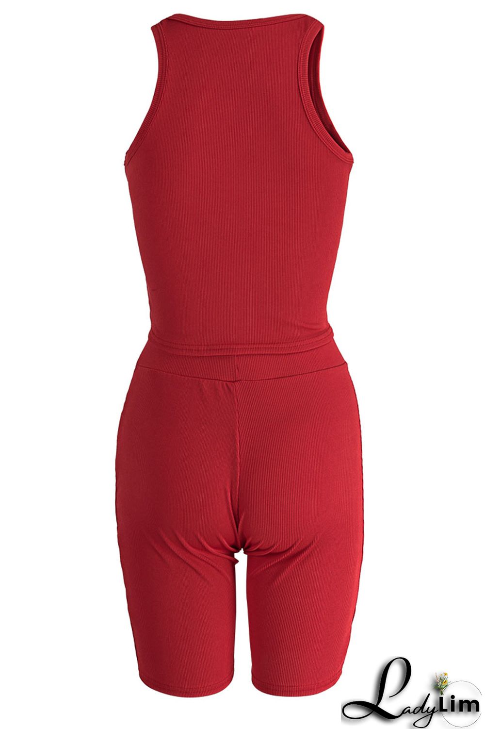 Blue Casual Solid Split Joint O Neck Sleeveless Two Pieces