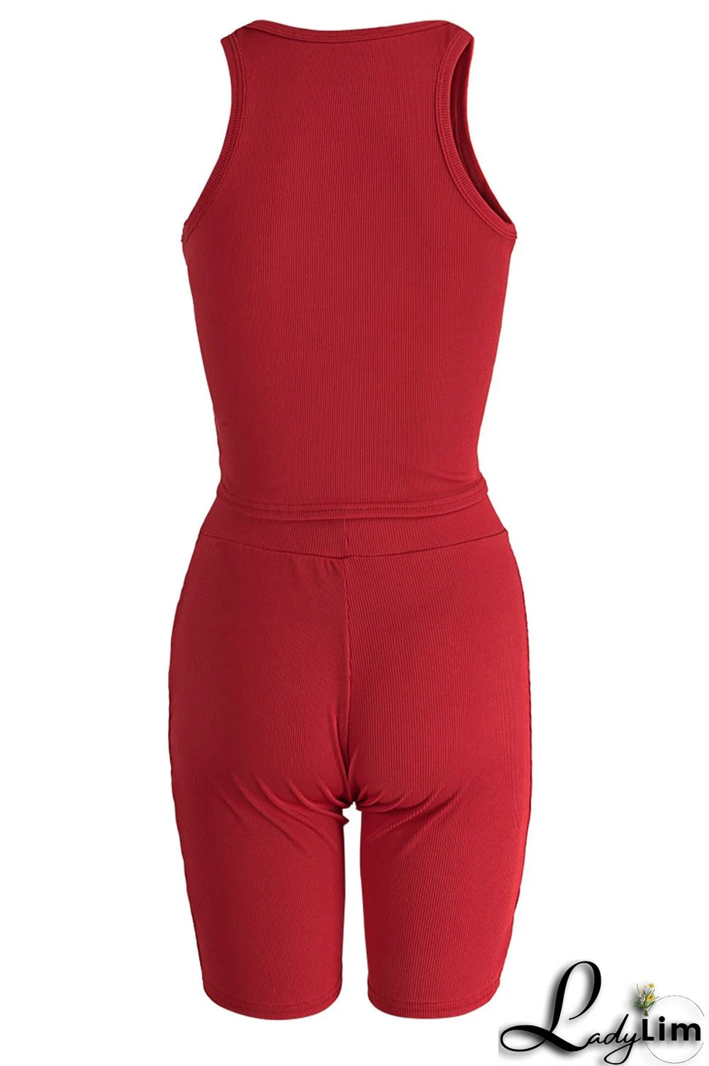 Blue Casual Solid Split Joint O Neck Sleeveless Two Pieces