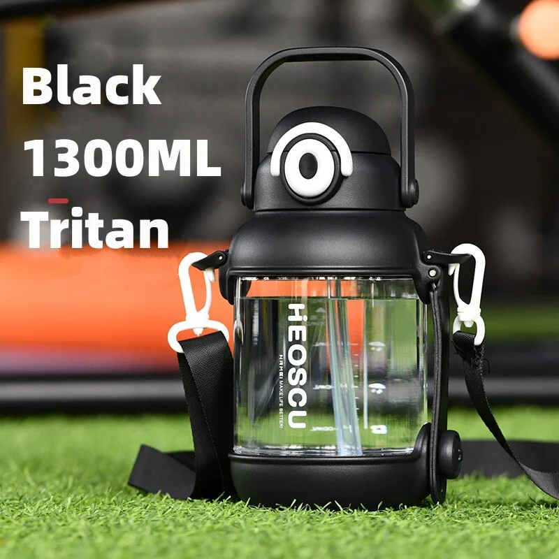 back to school 2 Liters Water Bottle Tritan Plastic Portable Large Capacity, Straw, For Men Women Sports Fitness Gym Bottles