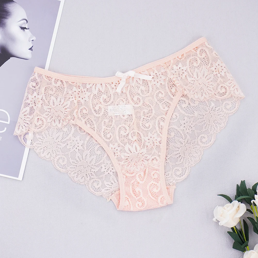 Billionm Women Full Lace Underwear Briefs Transparent Panties Sexy Fashion Plus Size S-XL Panty Womens Breathable Underpants Shorts