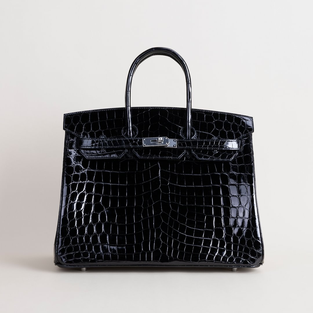 Birkin 35cm Shiny Niloticus crocodile 89 Noir PHW