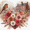 Love Flowers And Robins-11CT Stamped Cross Stitch 40*40cm/15.75*15.75in tapestrymarket