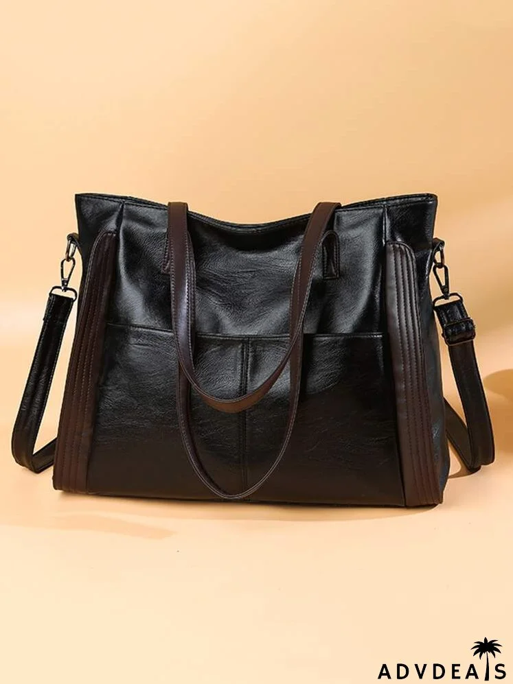 Textured Shoulder Tote Bag